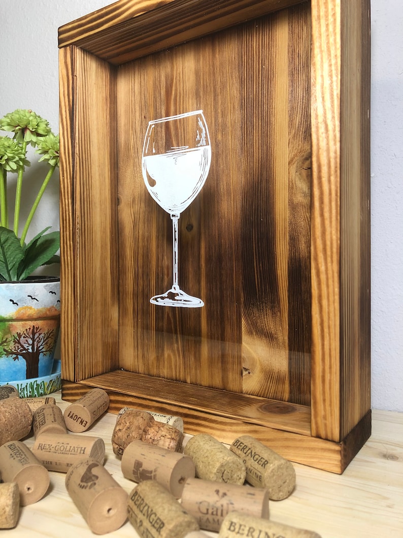 Wine Cork Shadow Box Wine Cork Holder Gift for Her Wine Etsy
