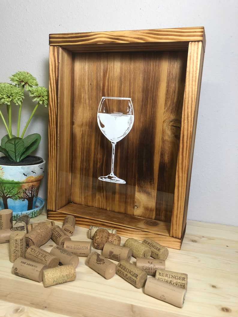 Wine Cork Shadow Box Wine Cork Holder Gift for Her Wine Etsy