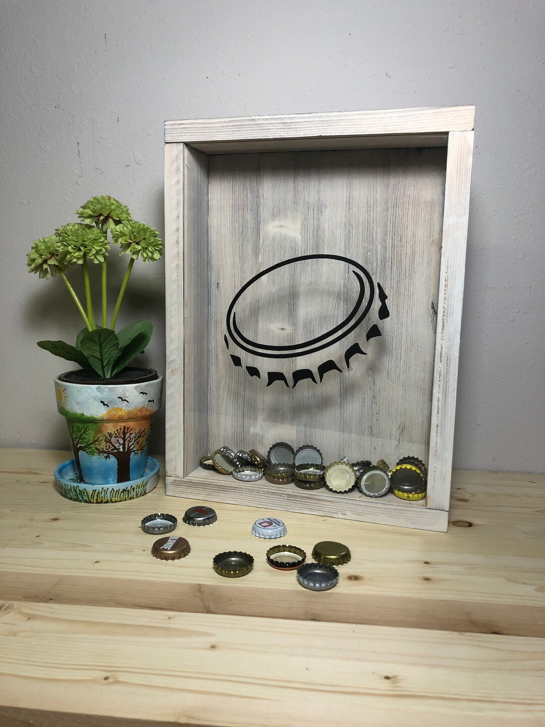 Handmade Beer Cap Shadow Box: Rustic Wood Beer Lover Gift - Etsy