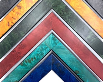 Colorful Burl Wood Custom Picture Frame w/ 90% UV Cover, Burled Coastal Boho Home Decor, Western Art Deco Frames For Wall Art Poster Print