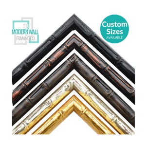 Marco de fotos estilo bambú exótico de 1,9 cm (3/4") / Marcos personalizados de estilo tropical, playero, costero y tiki para decoración de paredes / Plata, negro, oro, marrón