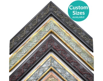 Decorative Ornate Picture Frame, Elegant Wood Custom Frames For Wall Art, Gold Black Green Blue Red, 5x7 8x10 11x14 11x17 16x20 18x24