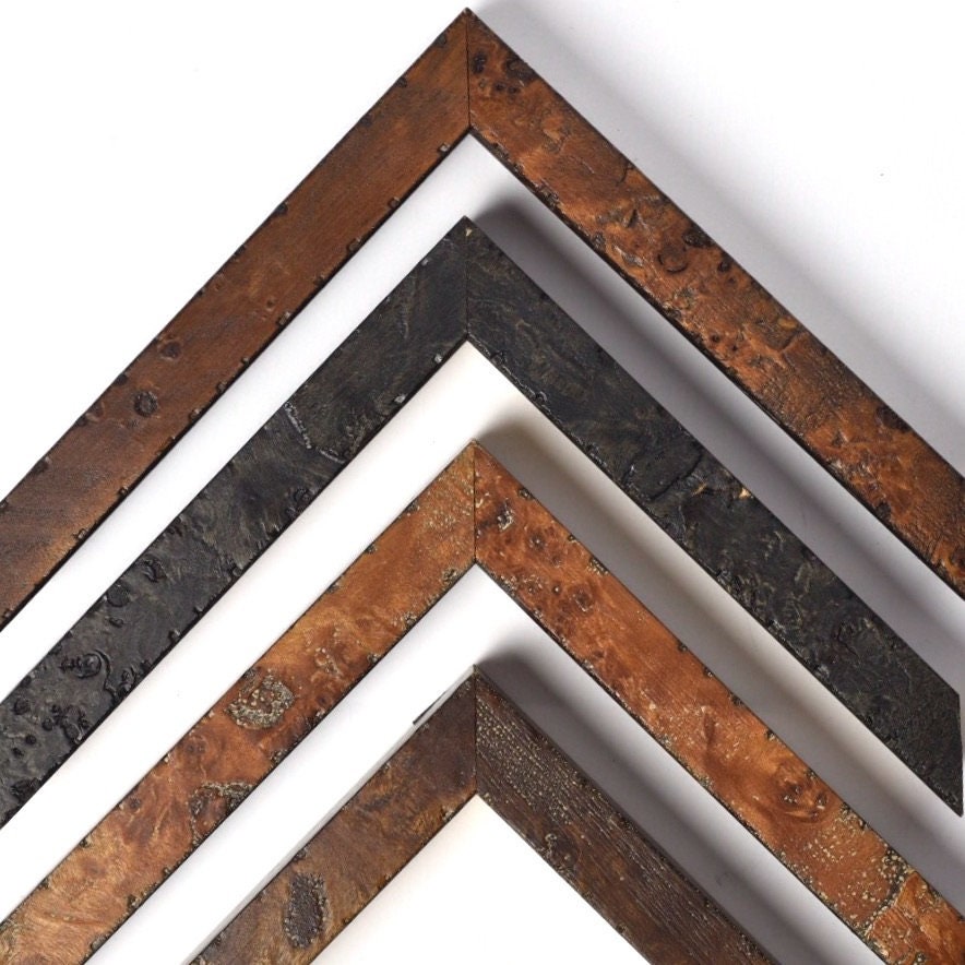 Cadre Photo en Bois Burlé Rustique, Cadres Personnalisés Burl Pour L'art Mural, Noir Brun Clair, 4x6