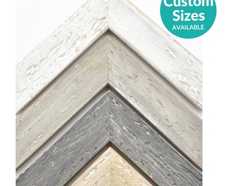Flat Driftwood Style Picture Frame, Tropical Beach Rustic Frames For Wall Art, White Sand Light Grey, 4x6 5x7 8x10 11x14 11x17 12x16 22x28