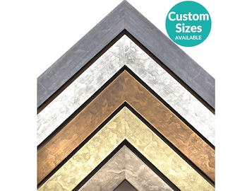 Steel Wood Modern Picture Frame, Metallic Custom Frames For Wall Art, Wide, Silver Brass Copper Gold, 4x6 5x7 8x10 11x14 11x17 16x20 18x24