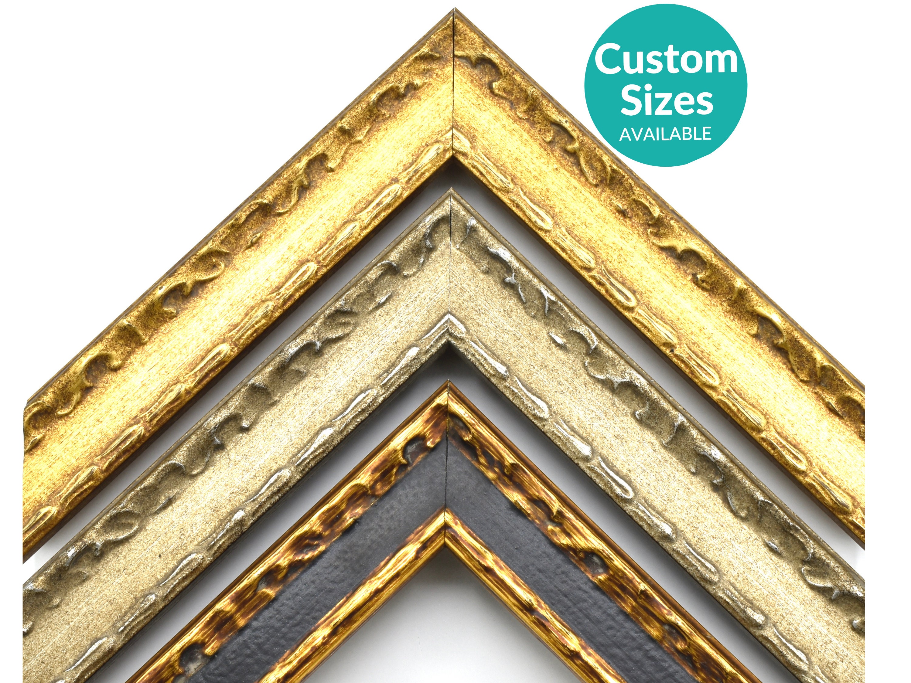 Gilded Art Deco Picture Frame, Gold & Silver Custom Sizes - Etsy