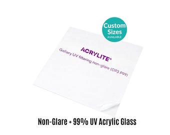 Non Glare Acrylic Glass w/ 99% UV Protection Acrylic | Custom Size Plexiglass for Picture Frames | Conservation Grade
