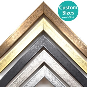 Weathered Metallic Custom Picture Frame w/ 90% UV Cover For Wall Art 3/4&quot;, Industrial Style Modern Home Decor, Decorative, Gothic, Steampunk