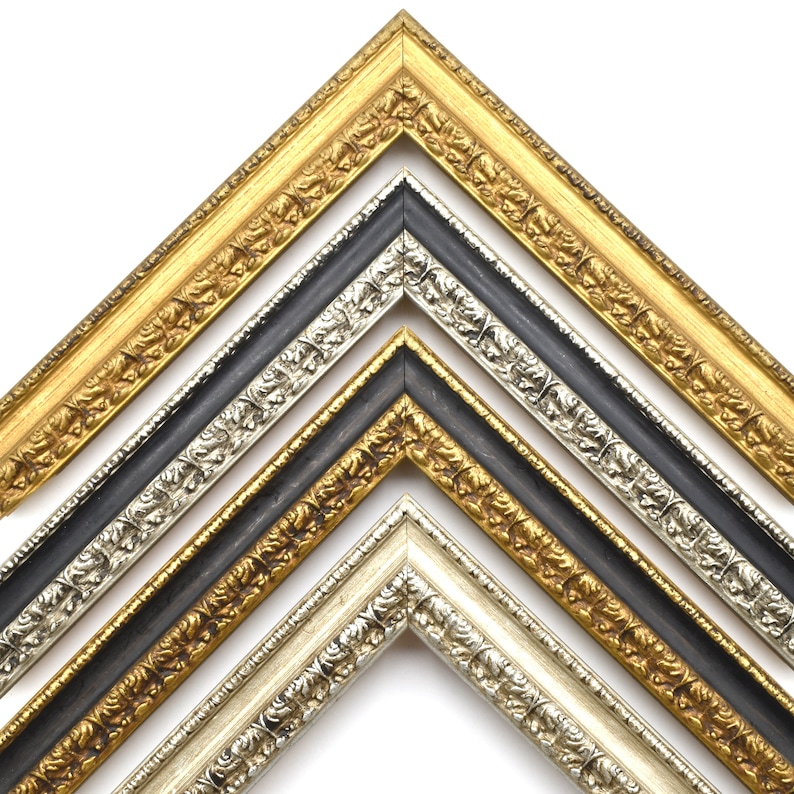 Spanish Antique Picture Frame, Victorian Ornate Decorative Custom Frames For Wall Art, Gold Silver Black, 4x6 5x7 8x10 11x14 11x17 16x20 