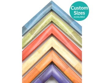 Colorful Bamboo Picture Frame Ready To Hang With UV Acrylic Glass Cover | Custom Picture Frames | Custom Frames For Wall Art Posters Prints