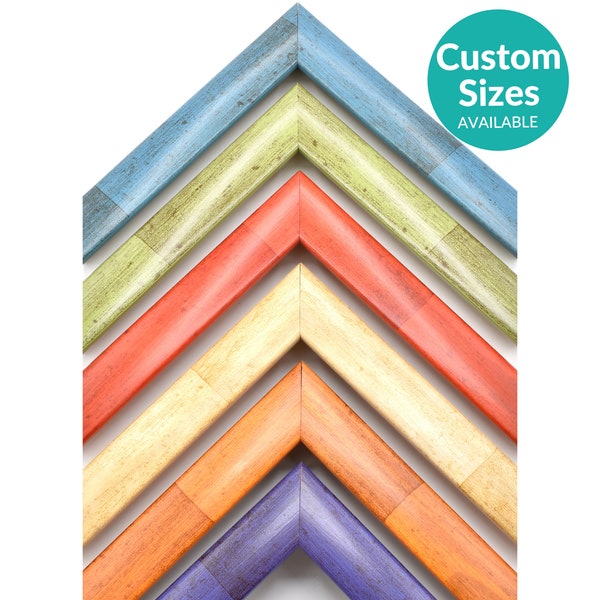 Colorful Bamboo Picture Frame Ready To Hang With UV Acrylic Glass Cover | Custom Picture Frames | Custom Frames For Wall Art Posters Prints