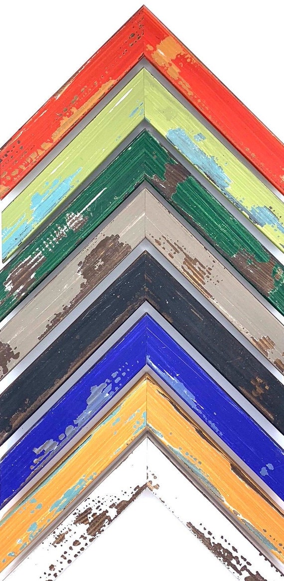 Colorful Rustic Wood Picture Frame Distressed Custom Frames - Etsy