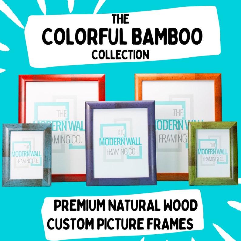 Colorful Bamboo Custom Picture Frame W/ 90% UV Cover, Coastal Tropical ...