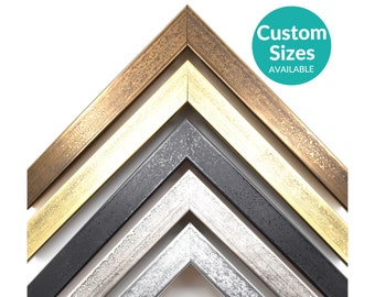 Weathered Metallic Picture Frame, Modern Custom Frames For Wall Art, Gold Silver Black Gray Copper, Thin, 4x6 5x7 8x10 12x16 16x20 18x24