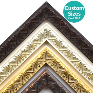 Scooped Ornate Picture Frame With UV Protective Acrylic Glass Ready To Hang | Custom Picture Frames | Premium Frames For Wall Art and Prints