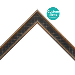 Traditional Etched Custom Picture Frame For Wall Art w/ 90% UV, Industrial Gothic Style, Mid-Century Modern Home Decor, Black and Gold