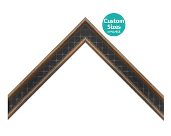 Traditional Etched Custom Picture Frame For Wall Art w/ 90% UV, Industrial Gothic Style, Mid-Century Modern Home Decor, Black and Gold
