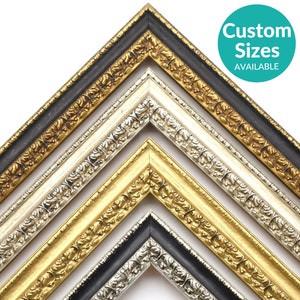 Spanish Antique Picture Frame, Victorian Ornate Decorative Custom Frames For Wall Art, Gold Silver Black, 4x6 5x7 8x10 11x14 11x17 16x20