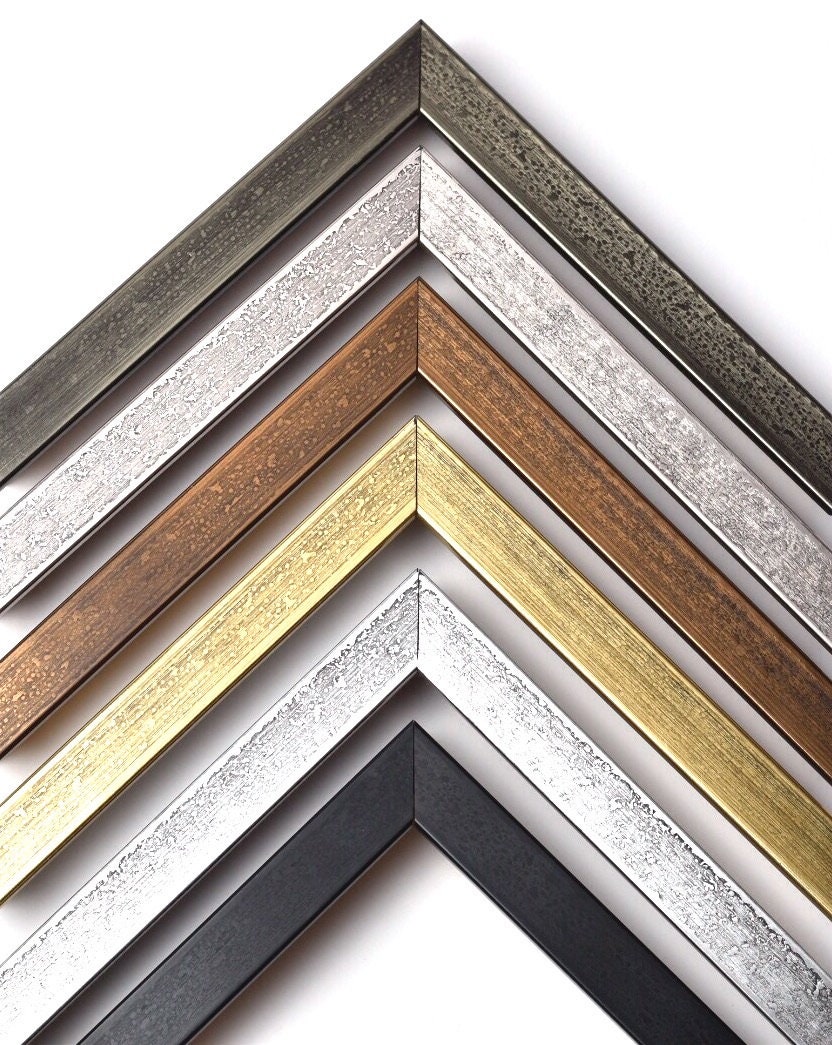 Cadre Photo Métallique Patiné, Cadres Personnalisés Modernes Pour L'art Mural, Argent Noir Gris Cuiv