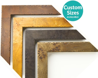 Tropical Burl Wood Custom Picture Frame w/ 90% UV Cover, Rustic Coastal Home Decor, Decorative Mid-Century Modern Style, Frames For Wall Art