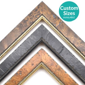 Accented Burl Wood Custom Picture Frame Ready To Hang With UV Protective Acrylic Glass | Custom Frames | Burled Frames For Wall Art