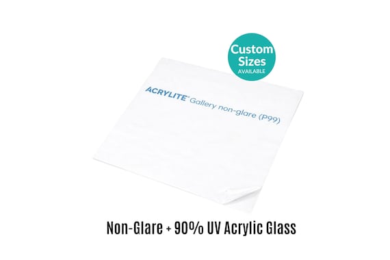 Non-Glare Reflection Control Acrylic Glass Framing Grade Acrylic w/ 90% UV, P99, Any Size, 4x6, 5x7, 8x10, 8.5x11, 11x14, + Custom Sizes