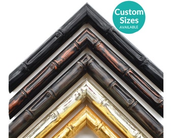 Exotic Bamboo Style Picture Frame 3/4" Wide, Tropical Beach Tiki Custom Frames For Wall Art, Silver Black Gold Brown, 5x7 11x14 12x16 16x20