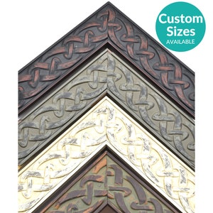 Rustic Celtic Knots Custom Picture Frame w/ 90% UV Cover 1 3/4", Scottish Custom Irish Home Decor, Gaelic Frames For Wall Art Canvas Poster