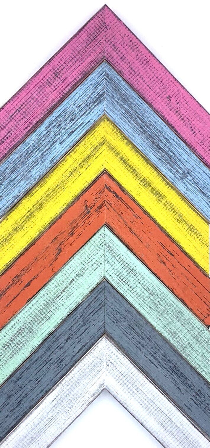 Country Colors Cadre Photo Rustique Large, Blanc, Sarcelle, Orange, Rouge + Plus, 1 1/2