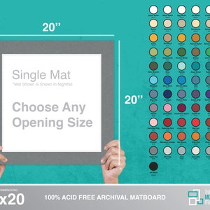 20 x 20 Premium Conservation Matboard, Custom Opening, Archival, Acid Free