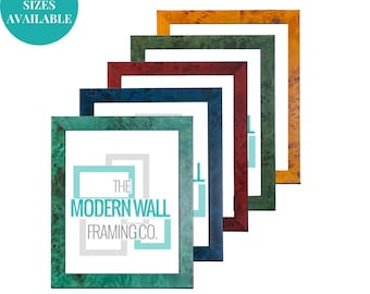 Colorful Burled Wood Picture Frame, Burl Wood Custom Frames For Gallery Wall Art, Red Green Blue Orange, 4x6 5x7 8x10 9x12 11x14 16x20 18x24