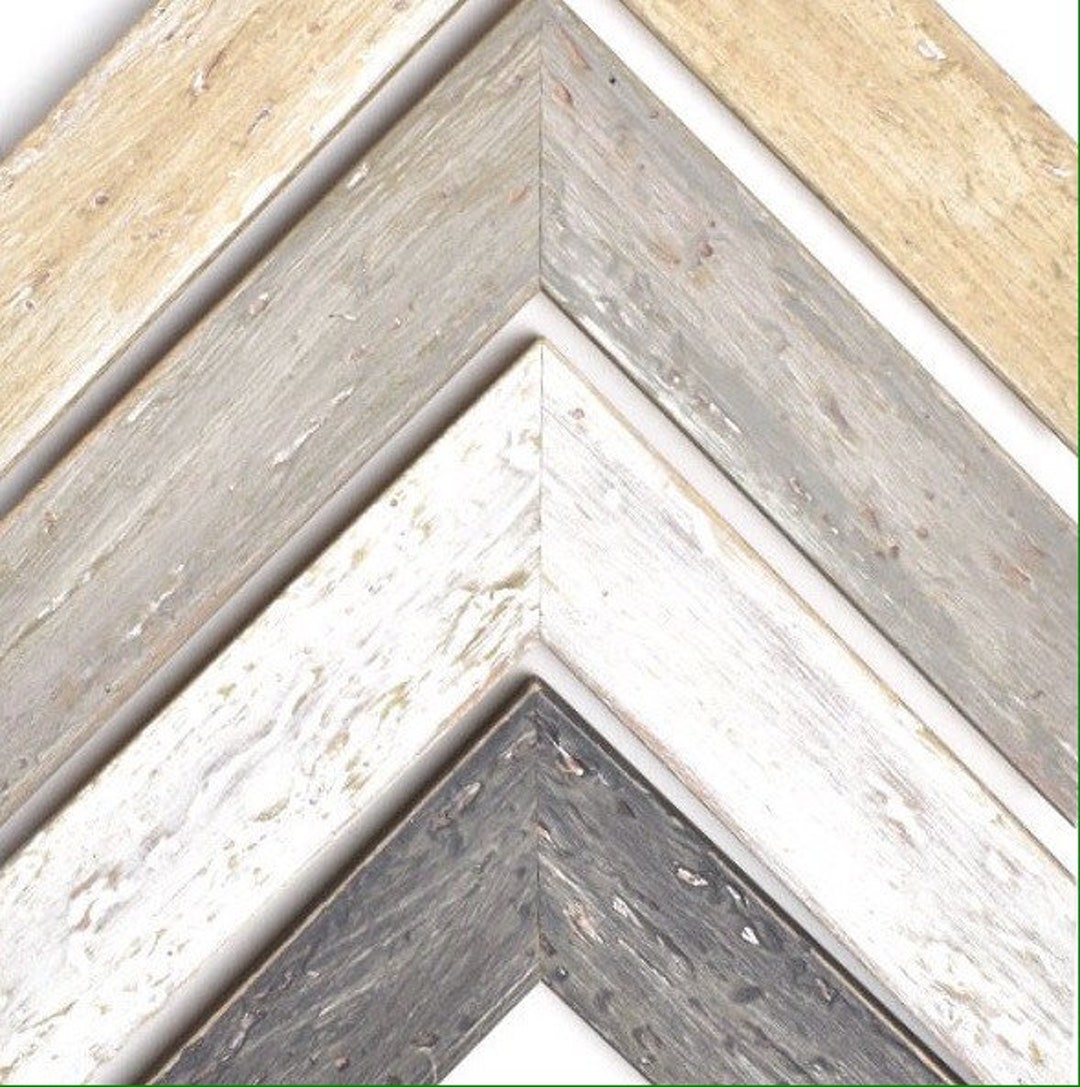  Island Frames Hardwood Picture Frame (4x10, Silver Top with  Rustic White Sides)