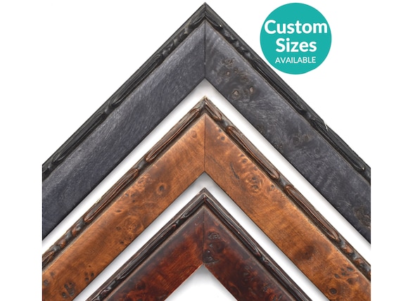 Burled Bamboo Picture Frame 1 1/4" Ready To Hang With UV Protective Acrylic Glass | Custom Frames | Burl Frames For Wall Art Posters Prints