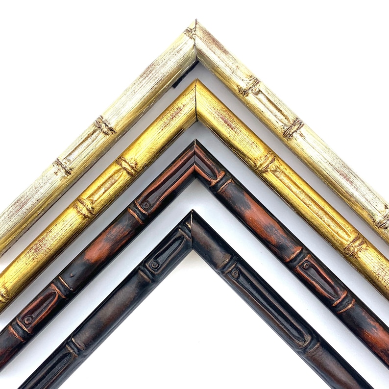 Exotic Bamboo Picture Frame Gold Silver Coffee Brown Etsy