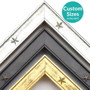 Rustic Etched Stars Picture Frame Ready To Hang w/ 90% UV Protective Cover | Gothic Home Decor | Frames For Wall Art Posters Prints More