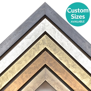 Steel Wood Metallic Picture Frame, Modern Custom Frames For Wall Art, Thin, Silver Gold Blue Copper, 4x6 5x7 8x10 11x14 11x17 16x20 18x24
