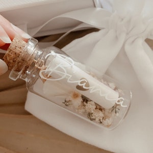 Message vial, godmother request, pregnancy announcement, wedding witness request, dried flower vial, birth, personalized pregnancy gift