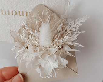 Personalized Godmother gift, pregnancy announcement, personalized message card, dried flowers, wedding witness request, mini magnetic envelope