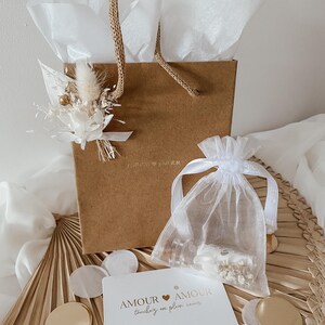 Godmother proposal, pregnancy announcement, wedding witness, personalized gift for grandma, baby's birth, christening, message bottle, dried flowers Pochon seul + sac
