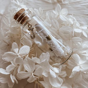 Fiole à message, demande marraine, annonce grossesse, demande témoin mariage, fiole fleurs séchées, naissance, cadeau grossesse personnalisé
