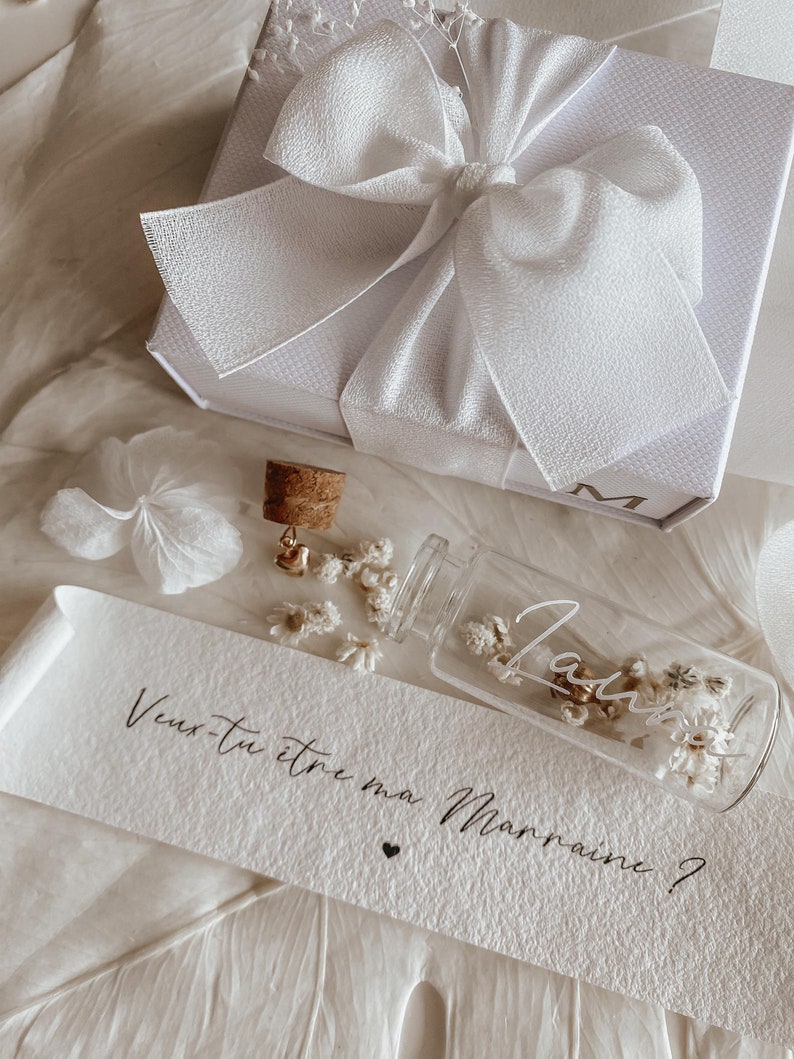 Cadeau demande marraine fiole à message personnalisé, annonce grossesse, demande témoin de mariage, demoiselle d'honneur, cadeau personnalisé, future maman