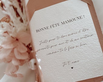 Carte fête des mères à message personnalisé, fleurs séchées, cadeau demande marraine, annonce grossesse bébé, future mamie, témoin mariage