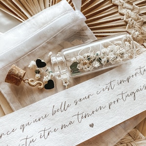 Veux tu être ma témoin, fiole à message personnalisé, cadeau annonce mariage, naissance, demande marraine, future témoin de mariage, vert