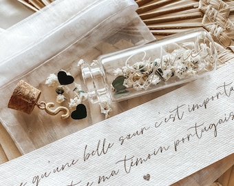 Original witness proposal, wedding witness announcement gift, bridesmaid, will you be my witness, personalized message bottle, green