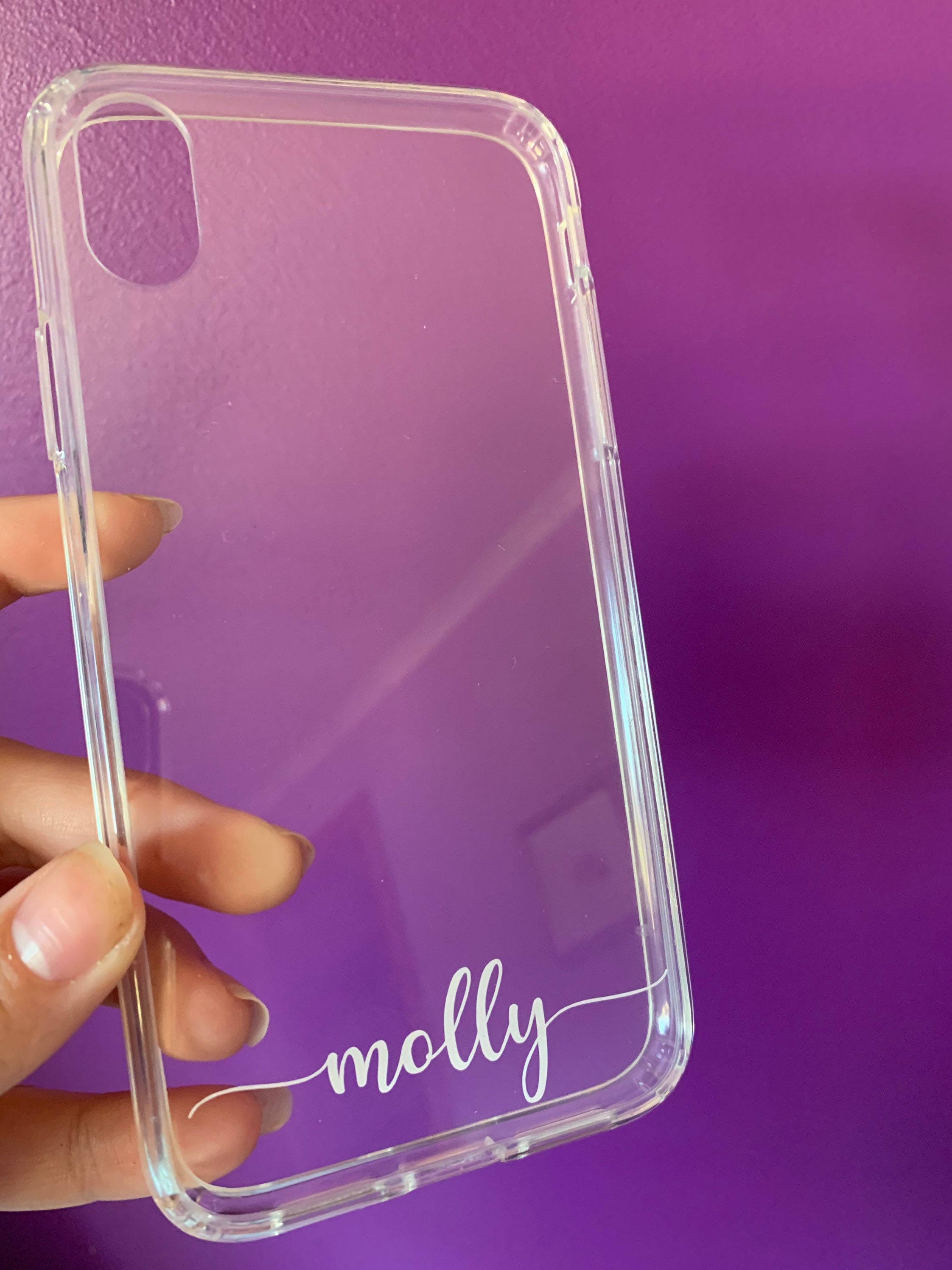 Shockproof Personalised Clear Iphone Hard Case Name Initials Etsy