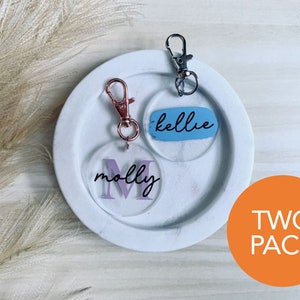 Two Pack Personalised Keyring Clear Acrylic Keyring Rose Gold Silver Clasps Mothers Day Gift Idea Leopard Print Keychain