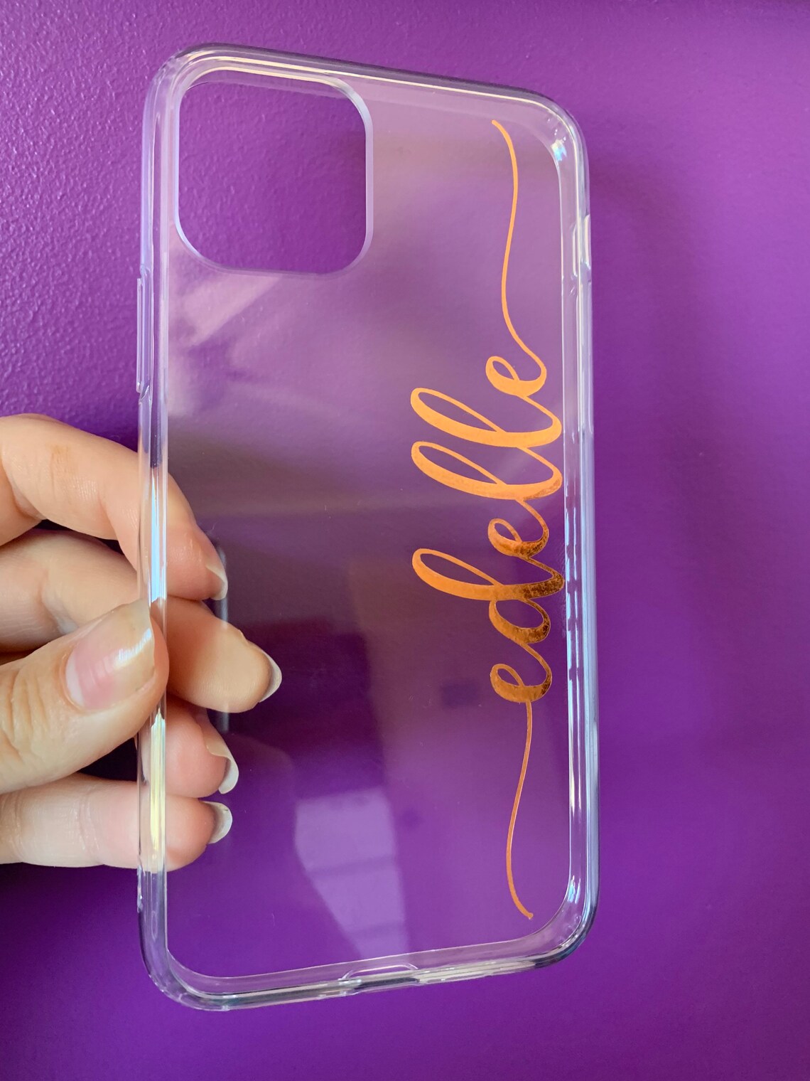 Shockproof Personalised Clear Iphone Hard Case Name Initials Etsy