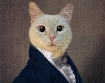 Custom Pet Portrait, digital oil painting, dog, cat, renaissance, male