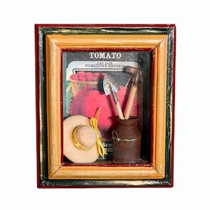 Vintage Tomato Garden Shadow Box - Vandor Products - Framed Tin Toy Decor