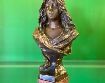 Jean Garnier Bronze Bust: Antique French Art Nouveau Sculpture